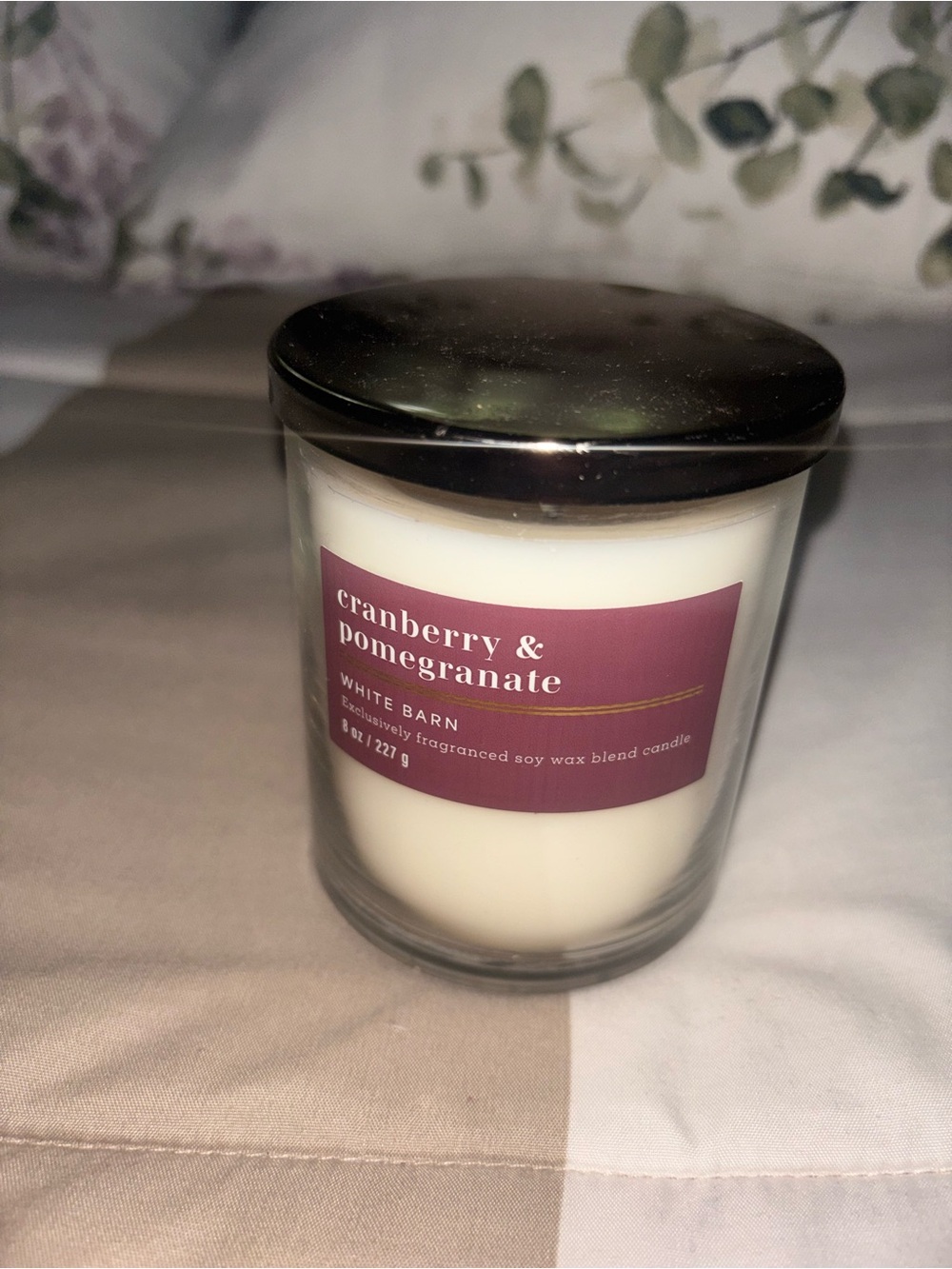 White Barn Cranberry & Pomegranate Candle - White with Burgundy Label